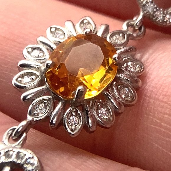 Citrine 6.02ct Platinum Finish Solid 925 Sterling Silver Bracelet - Picture 3 of 6